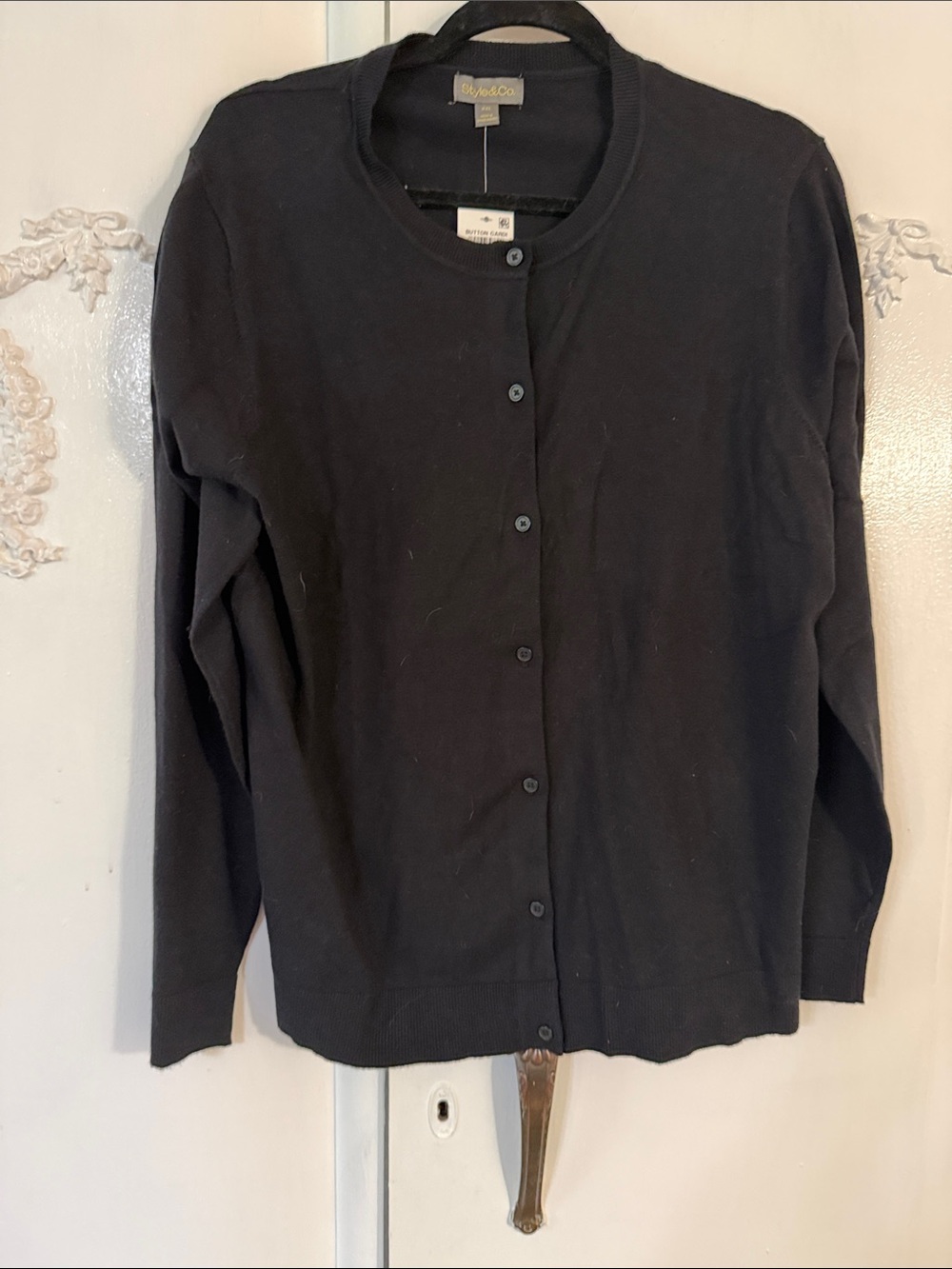 Style & Co. Black Button-Front Crewneck Cardigan Sweater XXL. NWT